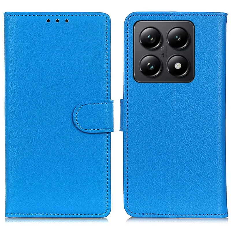 For Xiaomi 14T Wallet Case PU Leather Phone Cover Litchi Texture - Blue