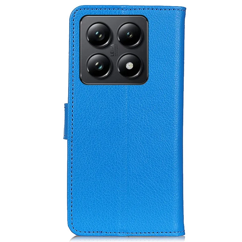 For Xiaomi 14T Wallet Case PU Leather Phone Cover Litchi Texture - Blue