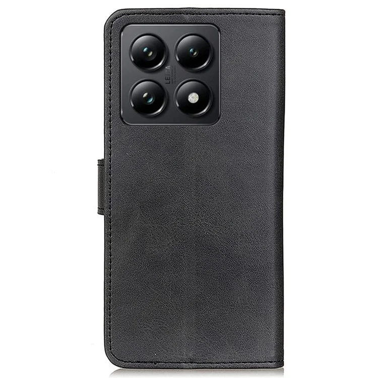 Pour Xiaomi 14t Stand Portefeuille Couverture de Téléphone en Cuir de Texture Vache en Cuir - Noir
