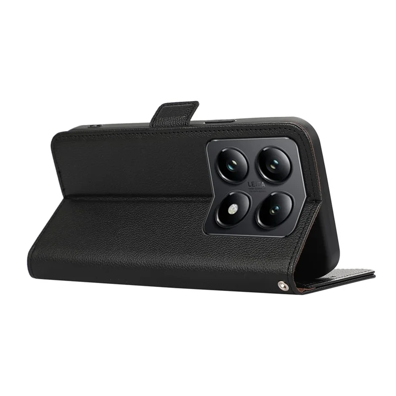 ABEEL Für Xiaomi 14T Pro Case Litchi Texture Leder RFID Blockierung Telefonabdeckung - Schwarz