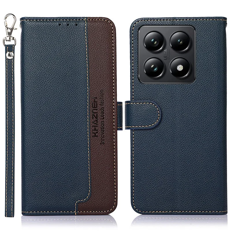 KHAZNEH Pour Xiaomi 14T Pro Case RFID Blocking Wallet PU Leather Phone Cover - Blue