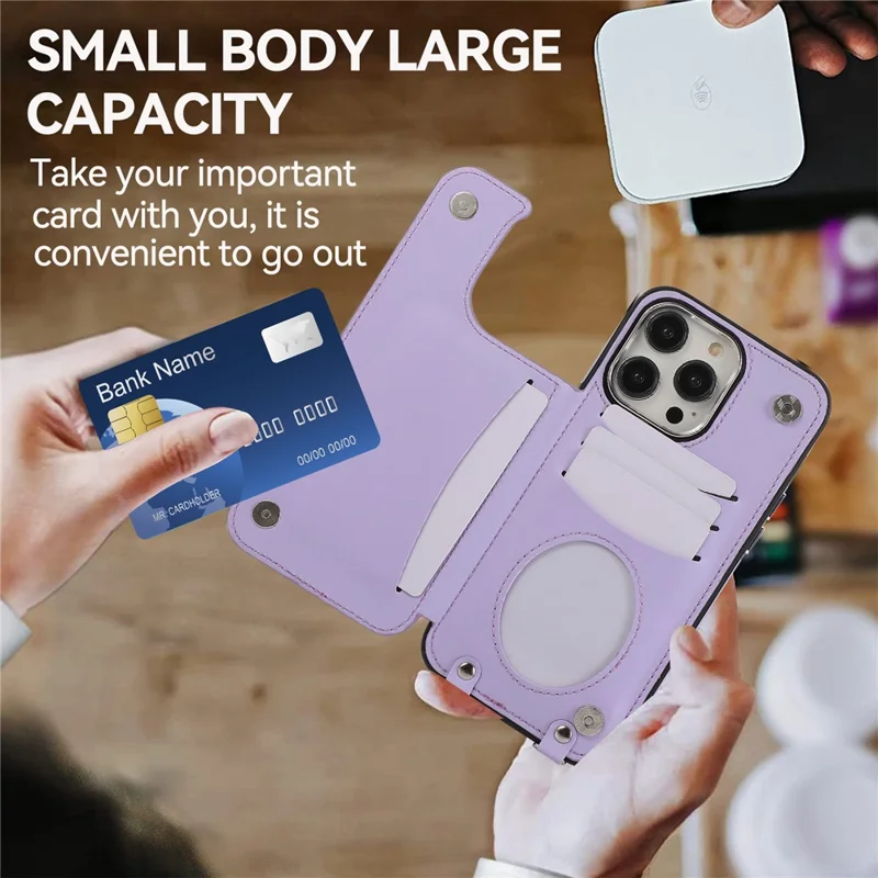 Pour L'iphone 16 Pro Case Anti-Drop Tpu + pu Leather Cover Avec Berline à Anneau et Bandoulière - Violet