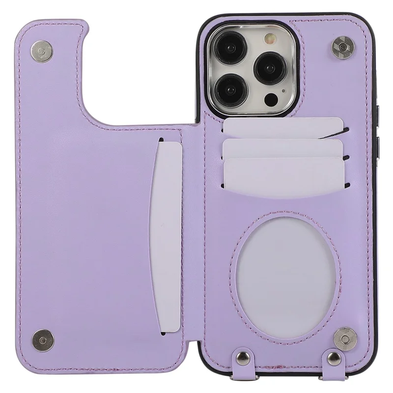 Pour L'iphone 16 Pro Case Anti-Drop Tpu + pu Leather Cover Avec Berline à Anneau et Bandoulière - Violet