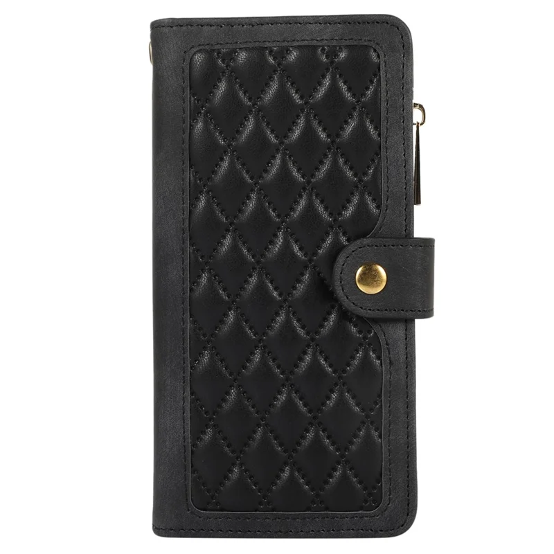 Para Iphone 16 Case TPU+PU Cubierta de Bolsillo de Bolsillo de Bolsillo Con Correa Para la Muñeca - Negro