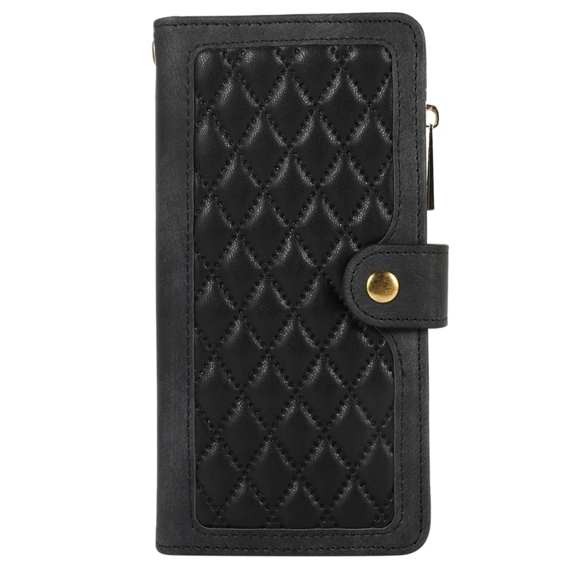Para Iphone 16 Pro Max Case TPU+PU Zipper Caper Capela de Pole - Preto