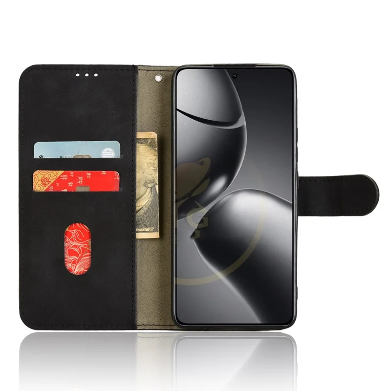 Per Xiaomi 14T Pro Custodia in Pelle Skin-Feel Anti-Drop Wallet Flip Phone Cover - Nero