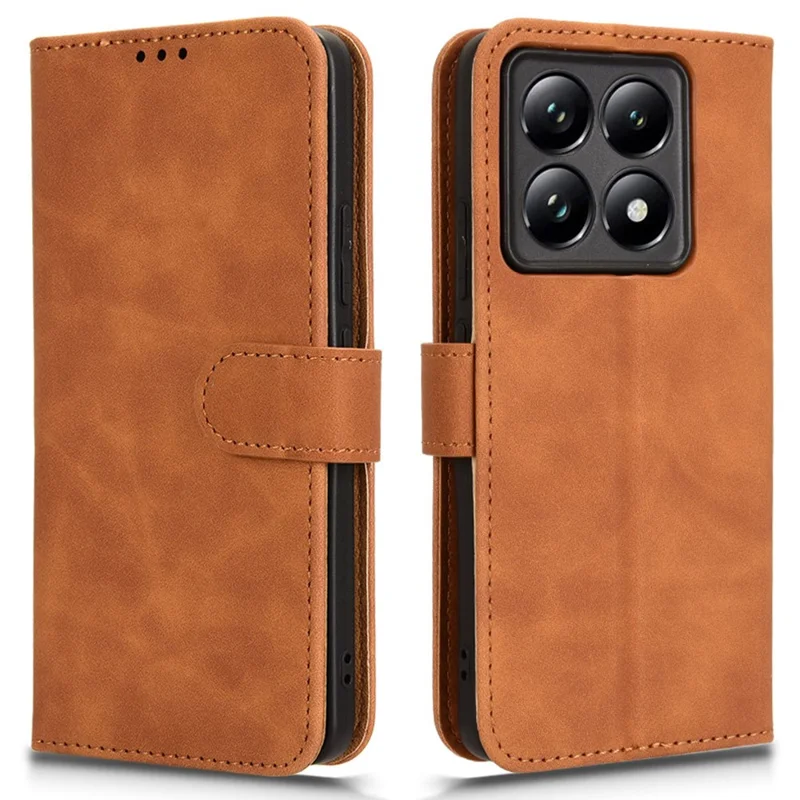 For Xiaomi 14T Pro Leather Case Skin-Feel Anti-Drop Wallet Flip Phone Cover - Brown