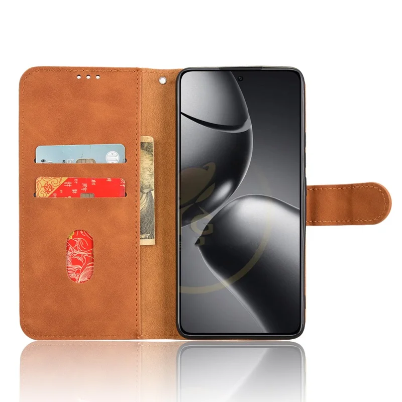 For Xiaomi 14T Pro Leather Case Skin-Feel Anti-Drop Wallet Flip Phone Cover - Brown