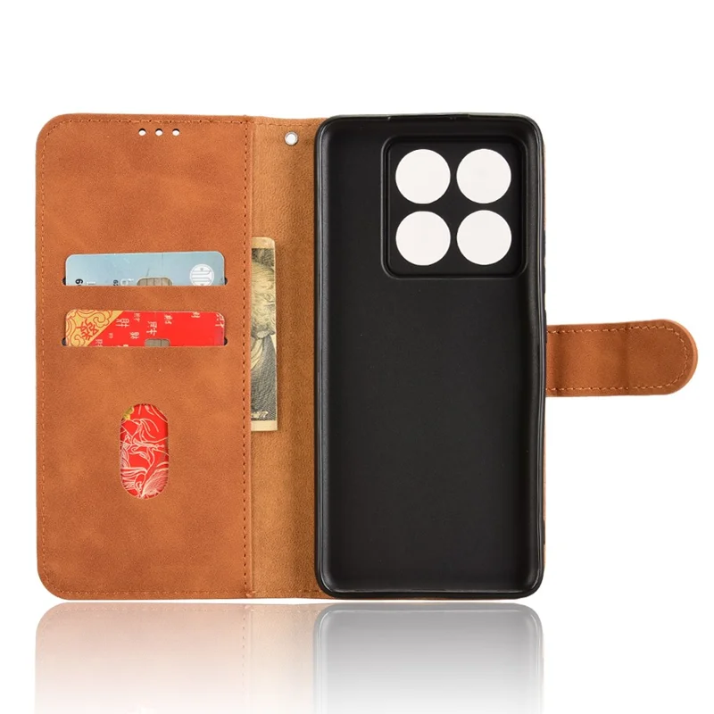 For Xiaomi 14T Pro Leather Case Skin-Feel Anti-Drop Wallet Flip Phone Cover - Brown
