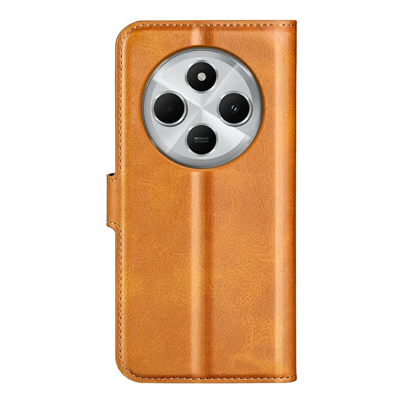 Para Xiaomi Redmi 14C 4G Stand Case Anti-Scratch Toced de Textura de Cuero Cubierta de Teléfono - Amarillo