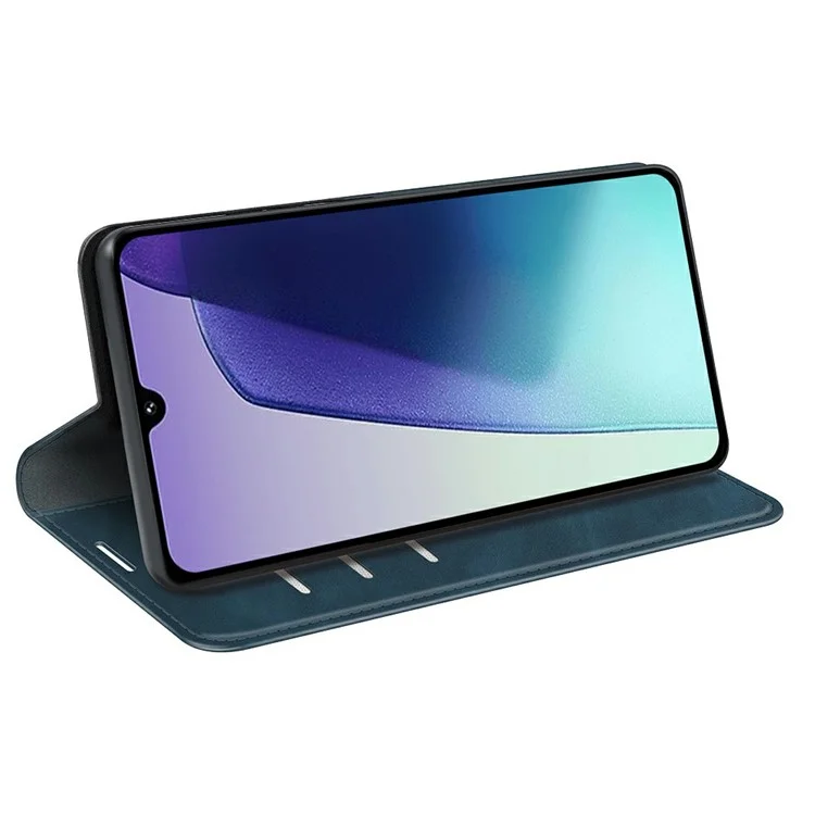 Para Xiaomi Poco C75 4G / Redmi 14R 5G / 14C 4G Case Skin-Touch Leather Wallet Phone Cover - Azul