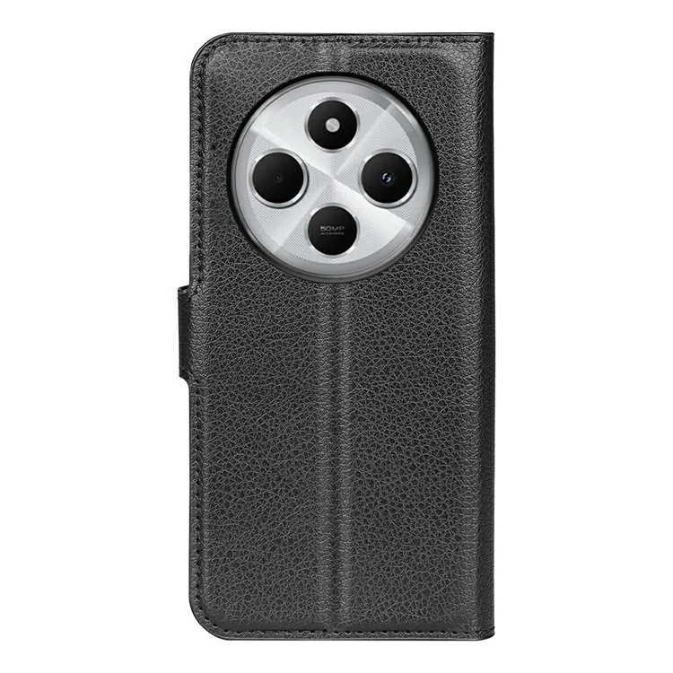 Pour le Xiaomi Poco C75 4G / Redmi 14R 5G / 14C 4G, étui en cuir portefeuille antichoc à texture de litchi - Noir