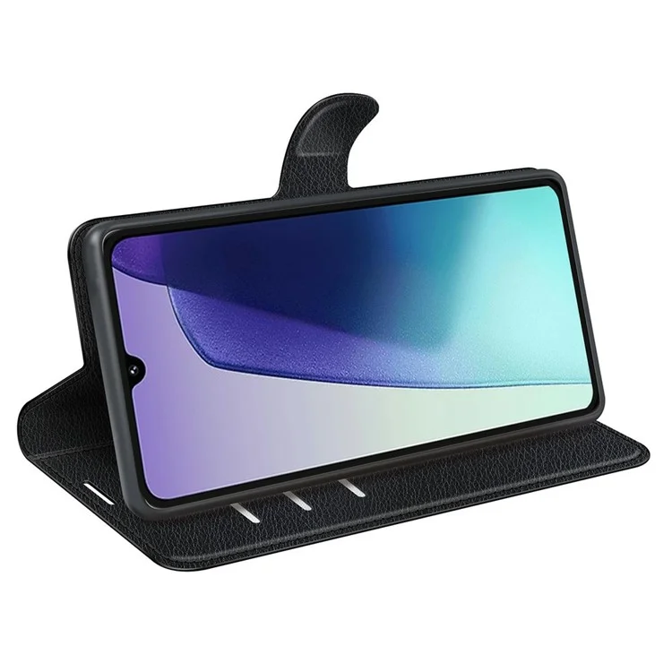 Pour le Xiaomi Poco C75 4G / Redmi 14R 5G / 14C 4G, étui en cuir portefeuille antichoc à texture de litchi - Noir
