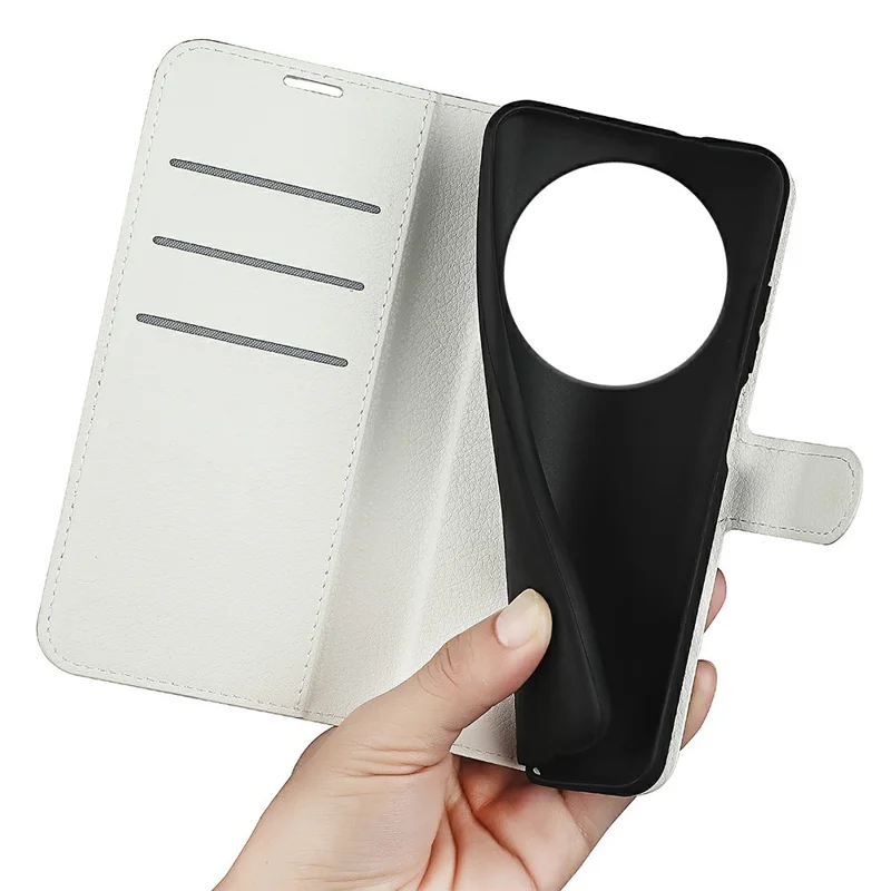 For Xiaomi Poco C75 4G / Redmi 14R 5G / 14C 4G Case Litchi Texture Shockproof Leather Wallet Phone Cover - White