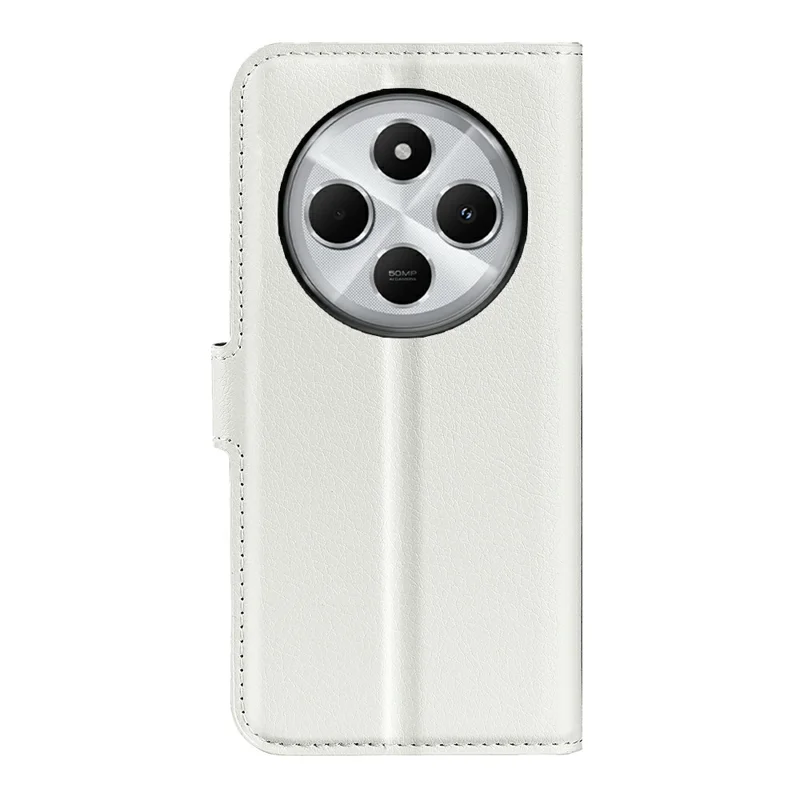 For Xiaomi Poco C75 4G / Redmi 14R 5G / 14C 4G Case Litchi Texture Shockproof Leather Wallet Phone Cover - White