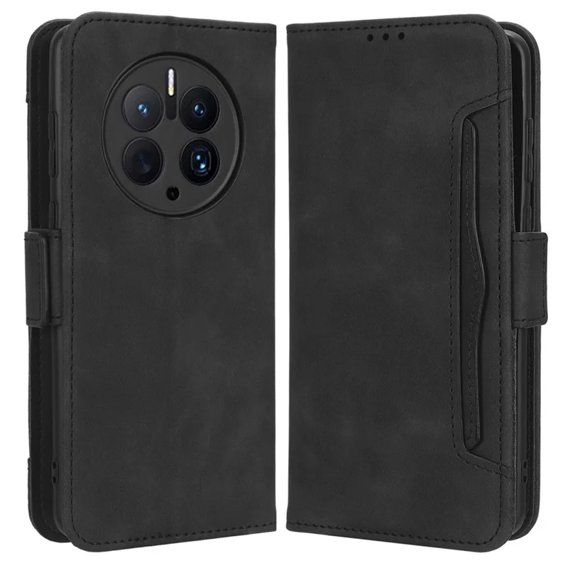 Per Huawei Mate 50 Pro 4G Protezione completa Custodia portafoglio in pelle PU con più slot per schede e supporto - Nero
