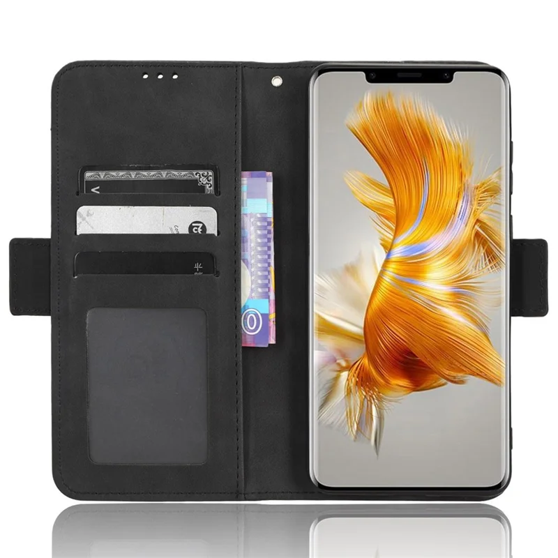 Per Huawei Mate 50 Pro 4G Protezione completa Custodia portafoglio in pelle PU con più slot per schede e supporto - Nero