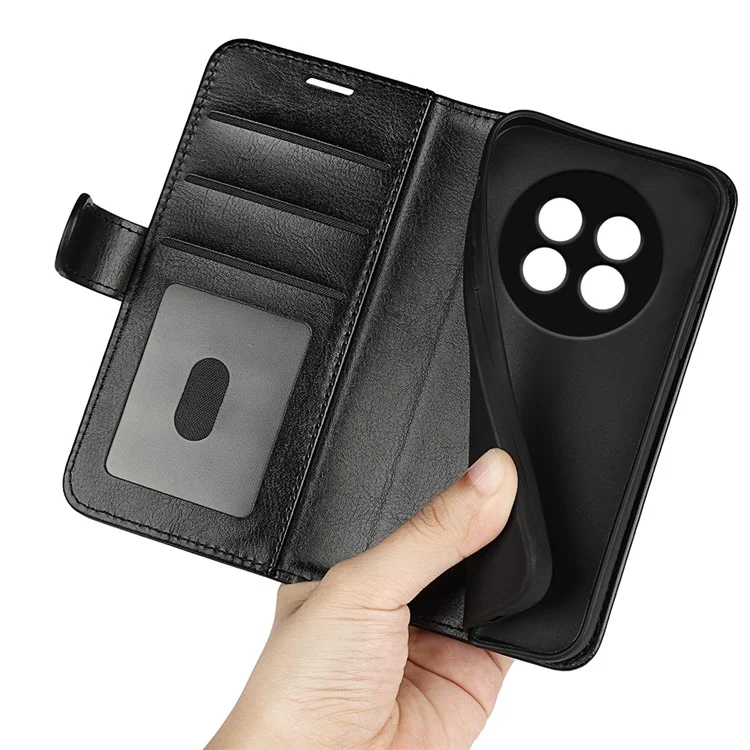 Para Realme 13 Pro 5g Case da Carteira Crazy Horse Textura Stand Couro de Couro Tampa - Preto