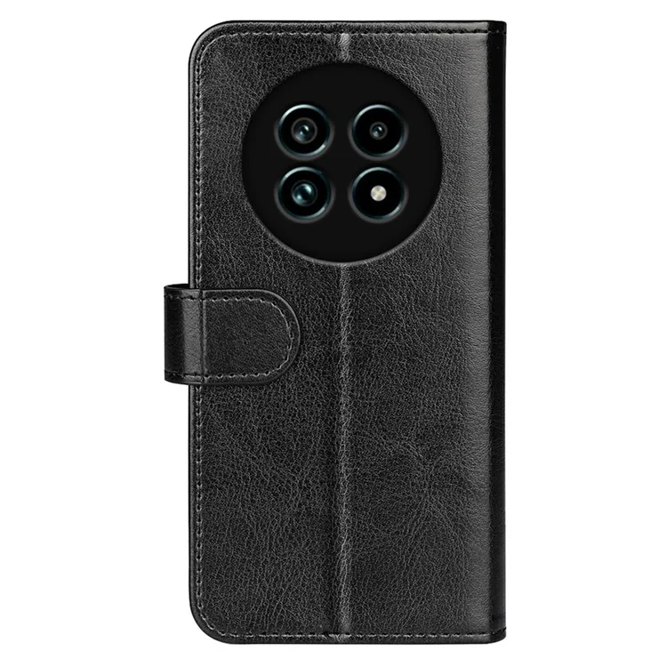 Para Realme 13 Pro 5g Case da Carteira Crazy Horse Textura Stand Couro de Couro Tampa - Preto