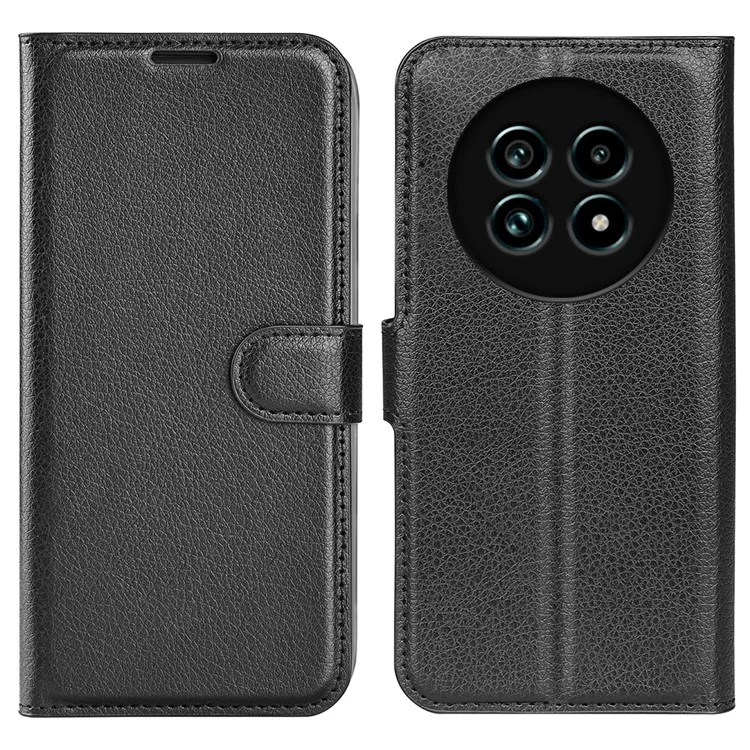 Para Realme 13 Pro 5g Case Litchi Textura Chete de Choque de Choque de Couro Tampa - Preto