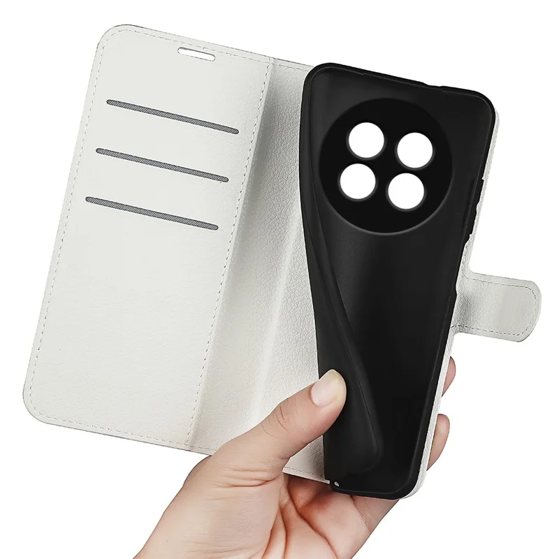 For Realme 13 Pro 5G (Global) / 13 Pro+ 5G (Global) Case Litchi Texture Shockproof Leather Wallet Phone Cover - White