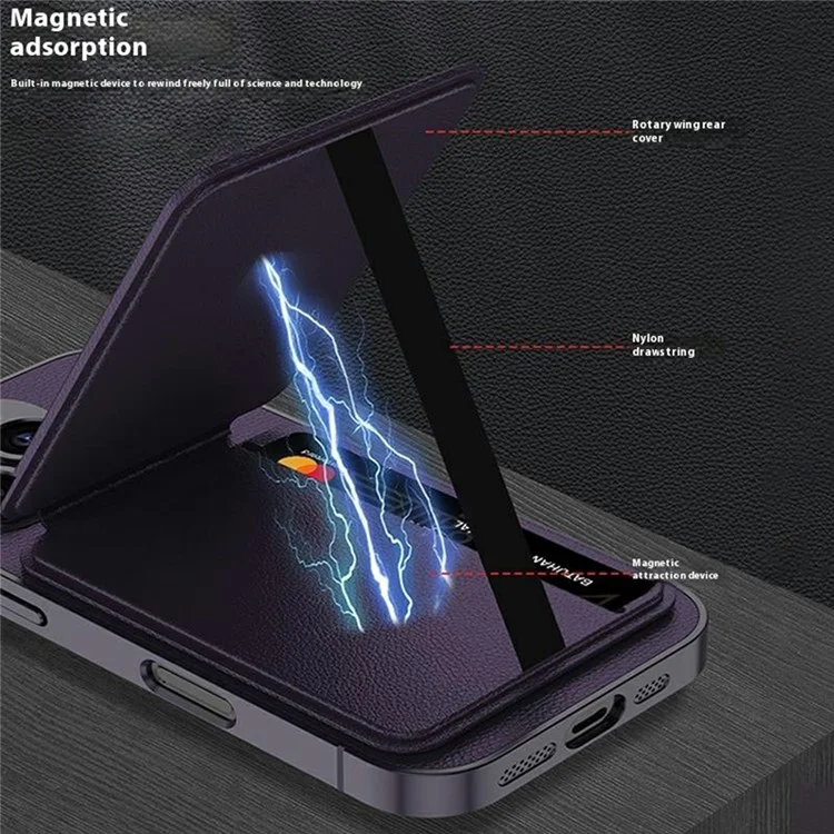 GKK Pour Iphone 16 Pro Case Compatible Avec Magsafe pu + pc Phone Shel Avec le Support de Carte Kickstand - Texture en Fibre de Carbone