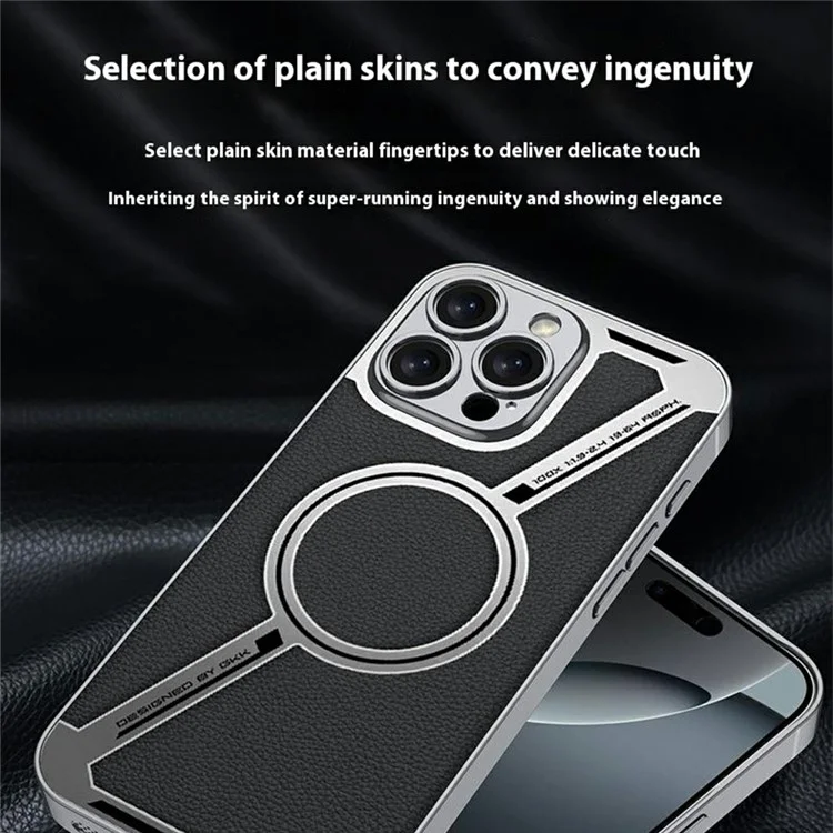 GKK For iPhone 16 Pro Case Compatible with MagSafe Anti-Scratch PC+TPU+PU Phone Cover - Black