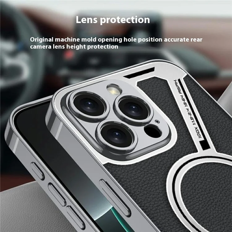 GKK For iPhone 16 Pro Case Compatible with MagSafe Anti-Scratch PC+TPU+PU Phone Cover - Black