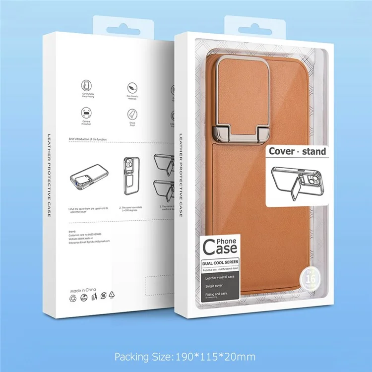 GKK Para Iphone 16 Pro Max Case PU Cubierta de Teléfono de PC Cubierta de Cuero Con Guardar de Lente Kickstand - Negro