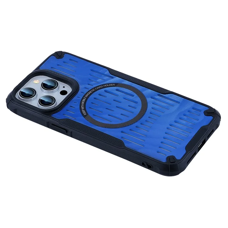 For iPhone 13 Pro Max Case Heat Dissipation Hollow Magnetic Anti-Drop TPU+PC Phone Cover Compatible with Magsafe - Baby Blue