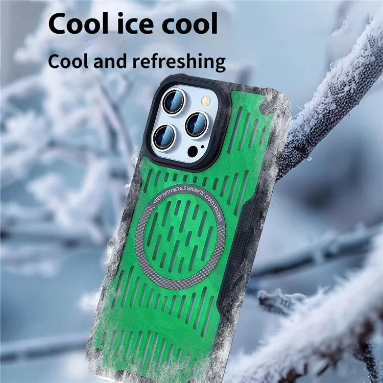For iPhone 13 Pro Max Case Heat Dissipation Hollow Magnetic Anti-Drop TPU+PC Phone Cover Compatible with Magsafe - Baby Blue