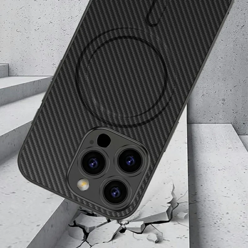 GKK For iPhone 16 Pro Max Case Compatible with MagSafe Skin-Touch Shockproof PU+PC Phone Cover - Black