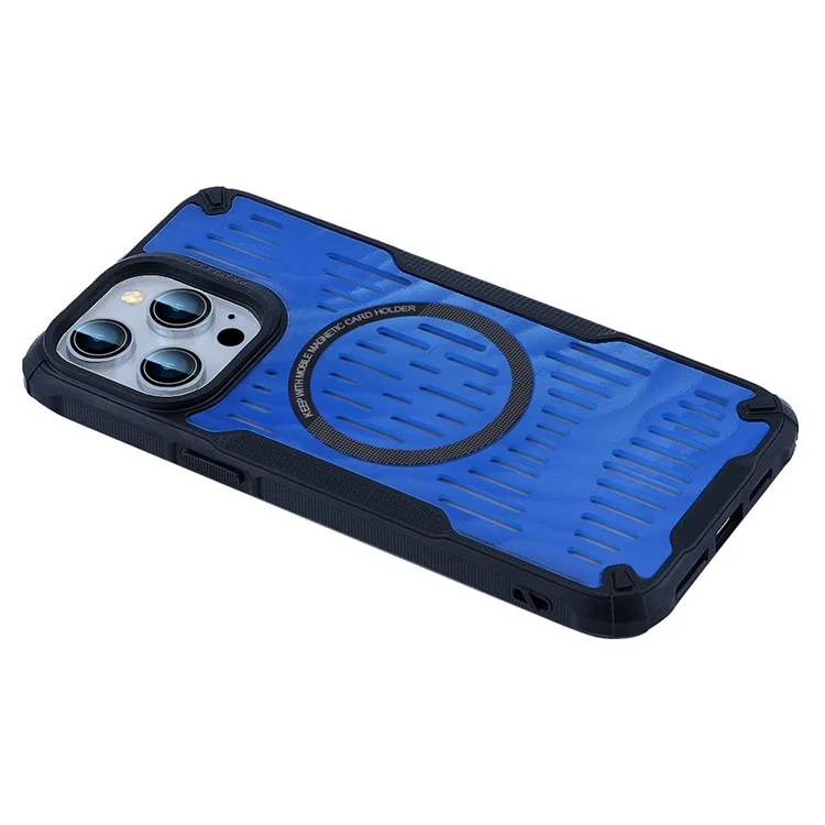 Para Iphone 14 Pro Case Disipación de Calor Hollow Hollow Magnético TPU+PC Telep Cubierta Compatible Con Magsafe - Azul Bebé
