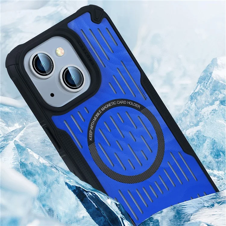 Para Iphone 15 Case Disipación de Calor Hollow Hollow Magnético Tpu+tpu+pc Teléfono Compatible Con Magsafe - Azul Bebé