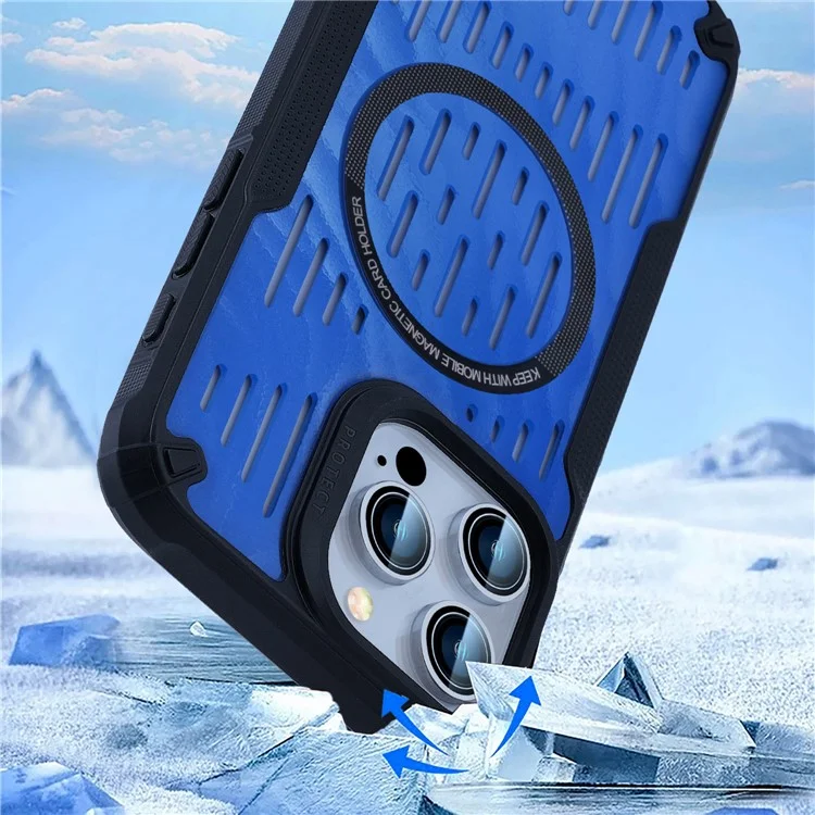 Para Iphone 15 Pro Case Disipación de Calor Hollow Hollow Magnético Tpu+tpu+pc Telpular Compatible Con Magsafe - Azul Bebé