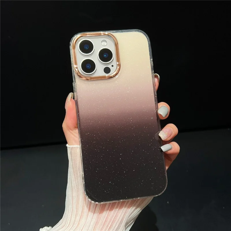 For iPhone 16 Pro Max Case Dual Color Gradient Soft TPU Phone Case - Black / Clear