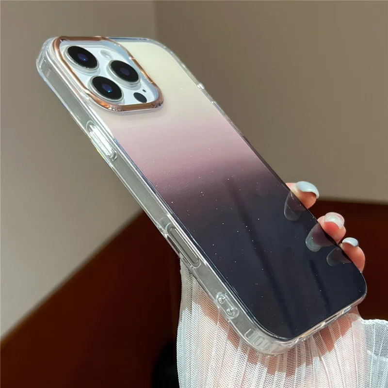 For iPhone 16 Pro Max Case Dual Color Gradient Soft TPU Phone Case - Black / Clear