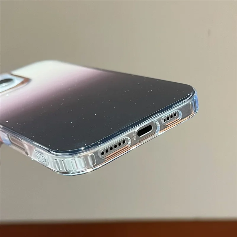 For iPhone 16 Pro Max Case Dual Color Gradient Soft TPU Phone Case - Black / Clear