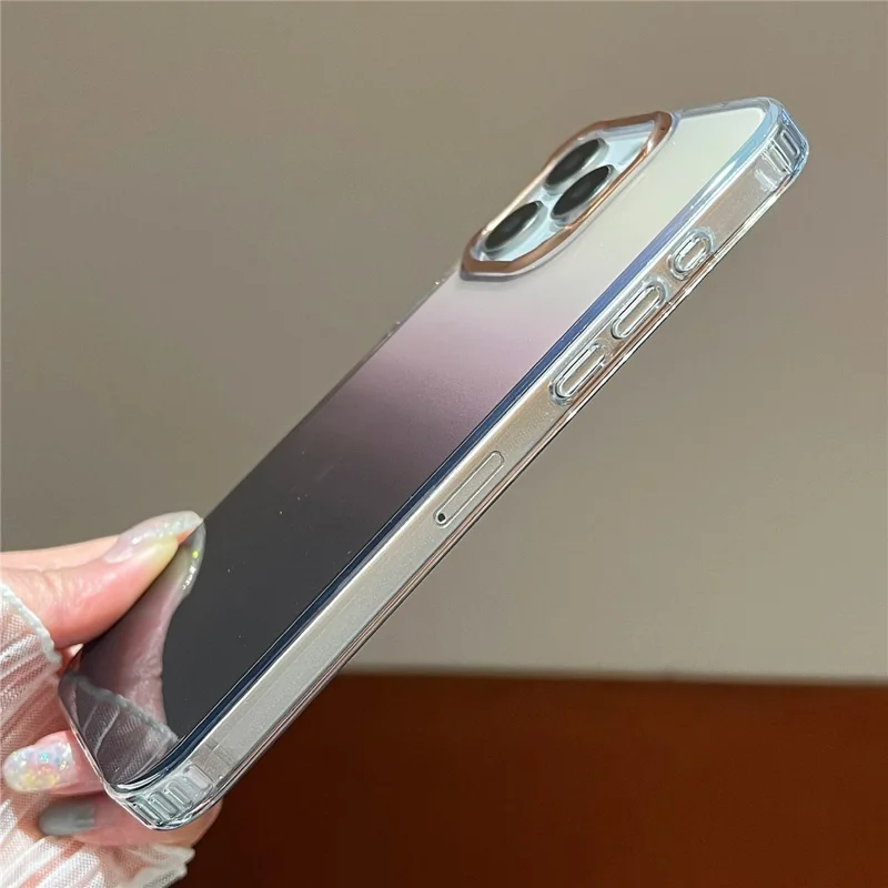 For iPhone 16 Pro Case Dual Color Gradient Soft TPU Phone Case - Black / Clear