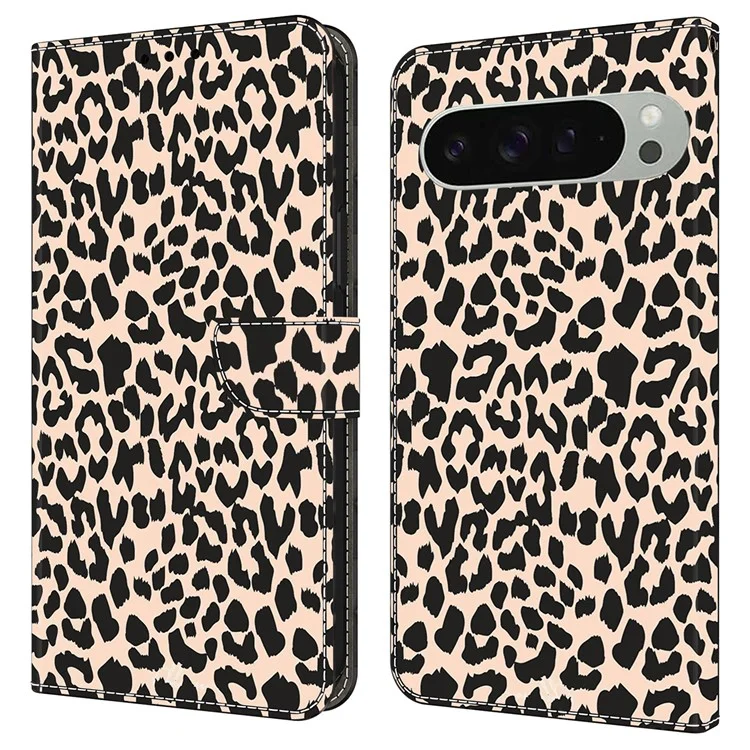 Per Google Pixel 9 / Copertura di Protezione Stampato di Google Pixel 9 Pro -case TPU+PU Leather Flip Phone Case - Stampa Leopardo