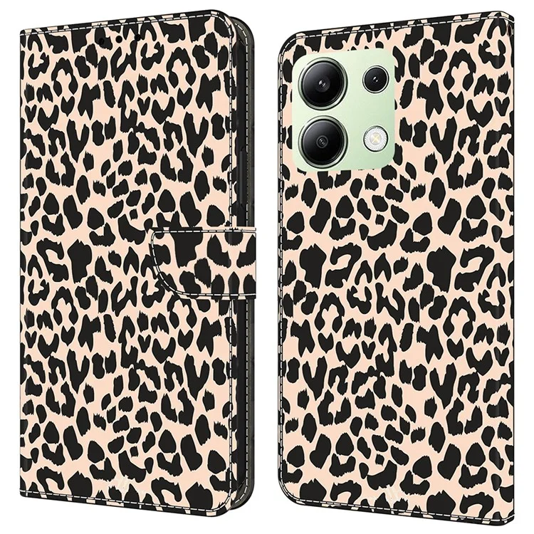 Per Xiaomi Redmi Note 13 4G Custodia Motivo Stampato Custodia Protettiva TPU+PU Pelle Flip Phone Case - Stampa Leopardo