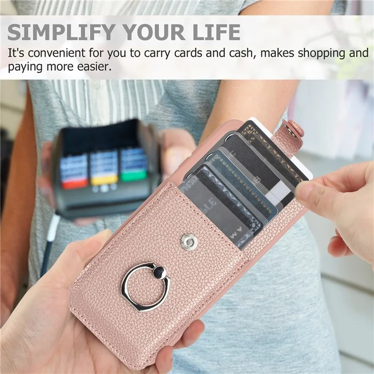 Для Samsung Galaxy S24 Case Brawt Type Plots Card Litchi Texture Кожаная Крышка с Кольцо - Синий
