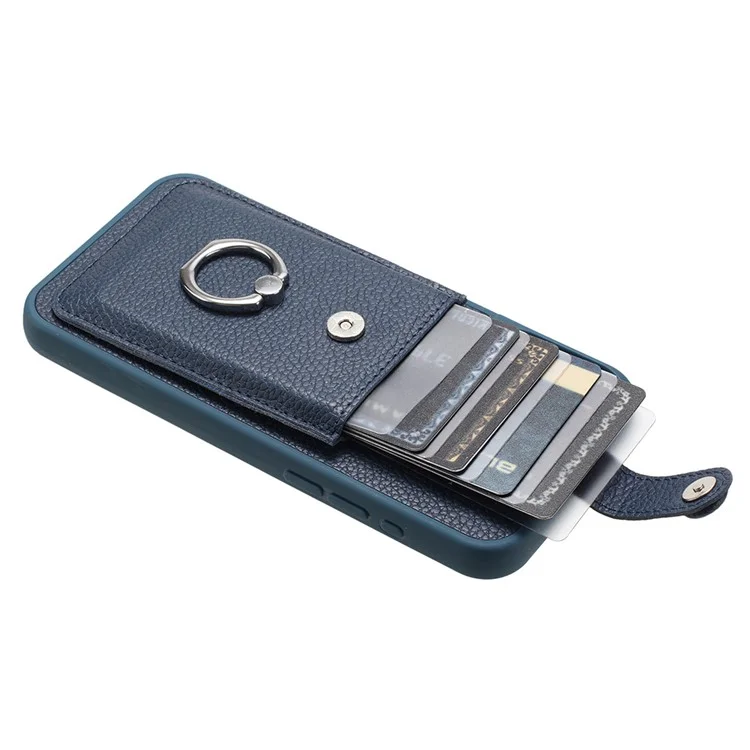 Для Samsung Galaxy S24 Case Brawt Type Plots Card Litchi Texture Кожаная Крышка с Кольцо - Синий