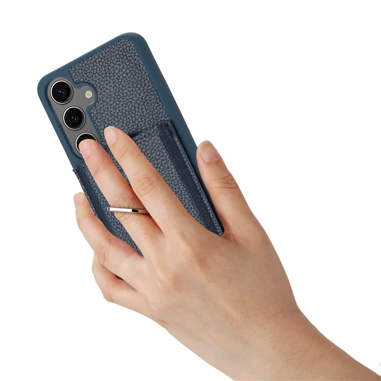 Для Samsung Galaxy S24 Case Brawt Type Plots Card Litchi Texture Кожаная Крышка с Кольцо - Синий