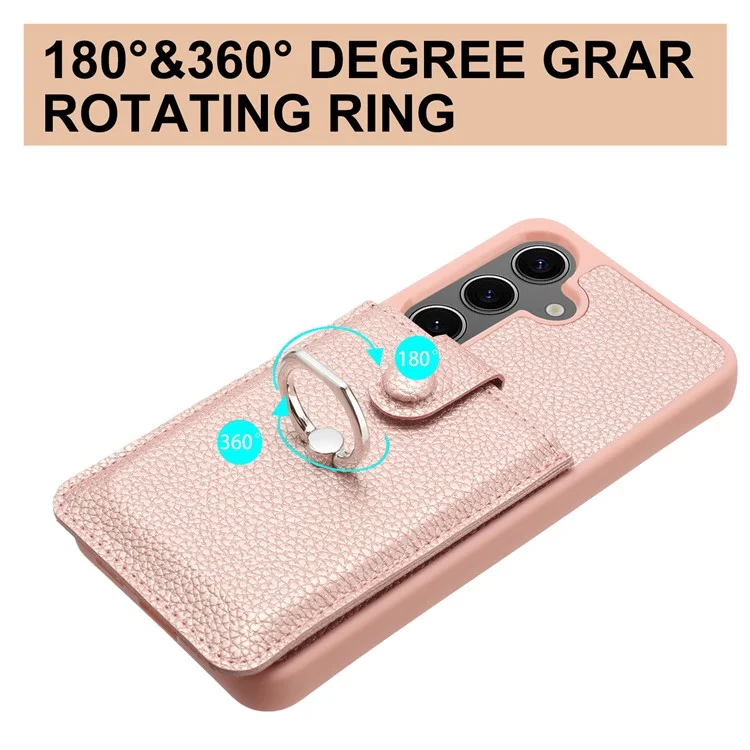 Для Samsung Galaxy S24 Case Brawt Type Plots Card Litchi Texture Кожаная Крышка с Кольцо - Синий