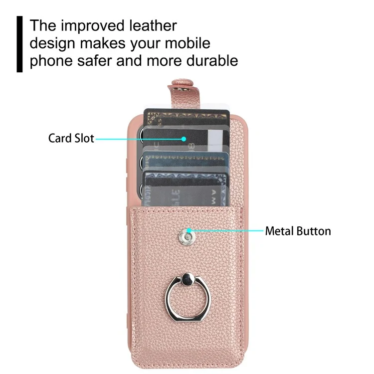 Для Samsung Galaxy S24 Case Brawt Type Plots Card Litchi Texture Кожаная Крышка с Кольцо - Синий