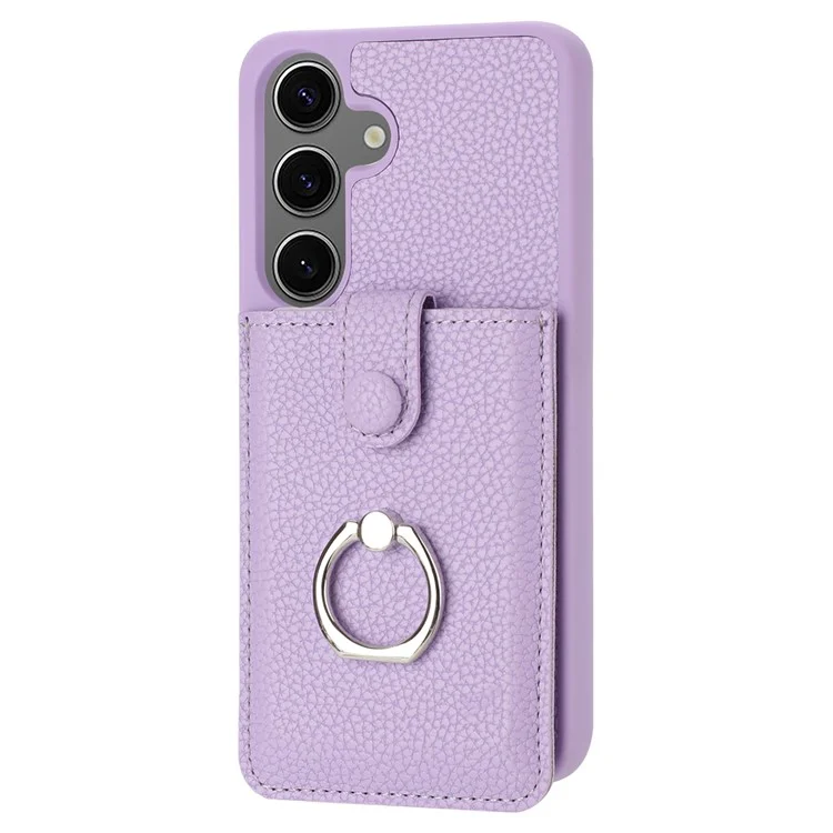 Для Samsung Galaxy S24 Case Brawt Type Plots Card Litchi Texture Кожаная Крышка с Кольцо - Фиолетовый