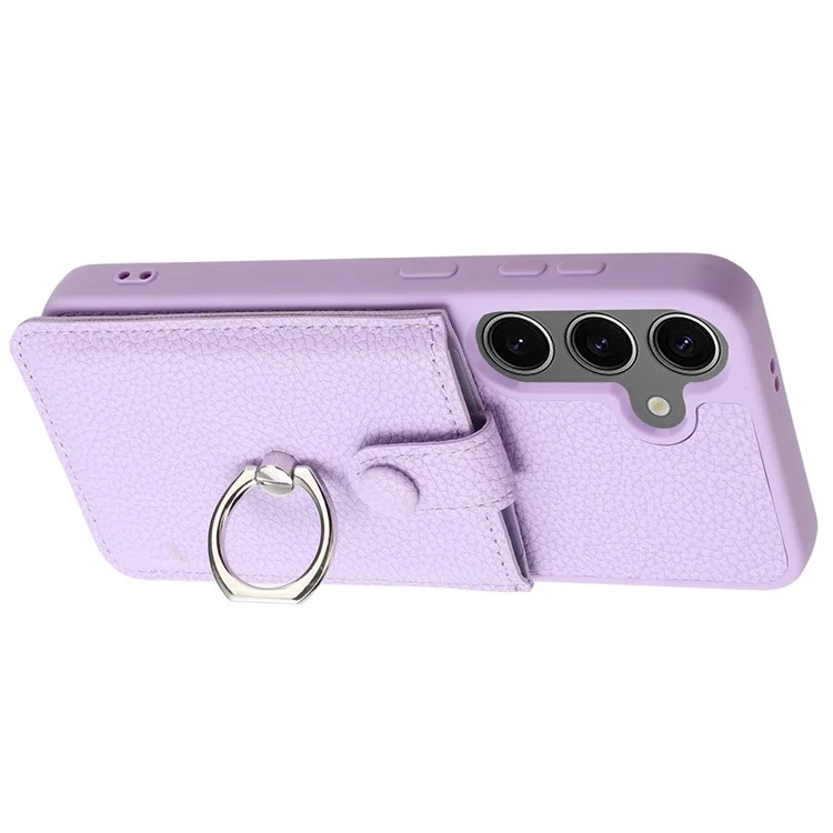 Для Samsung Galaxy S24 Case Brawt Type Plots Card Litchi Texture Кожаная Крышка с Кольцо - Фиолетовый