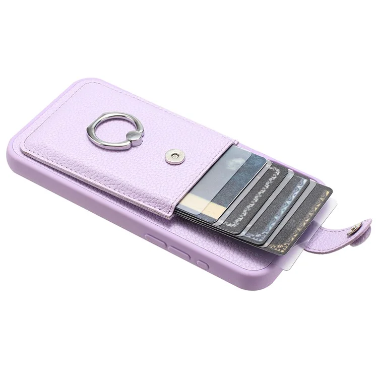 Для Samsung Galaxy S24 Case Brawt Type Plots Card Litchi Texture Кожаная Крышка с Кольцо - Фиолетовый