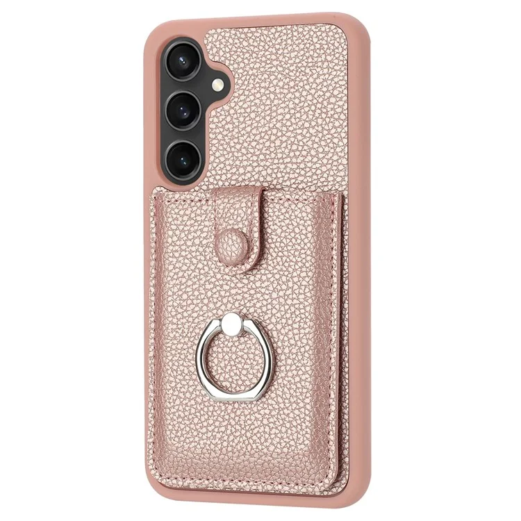 Pour Samsung Galaxy A55 5G Case Dessin Type de Carte Slots Litchi Texture en Cuir Couverture Couvert - or Rose